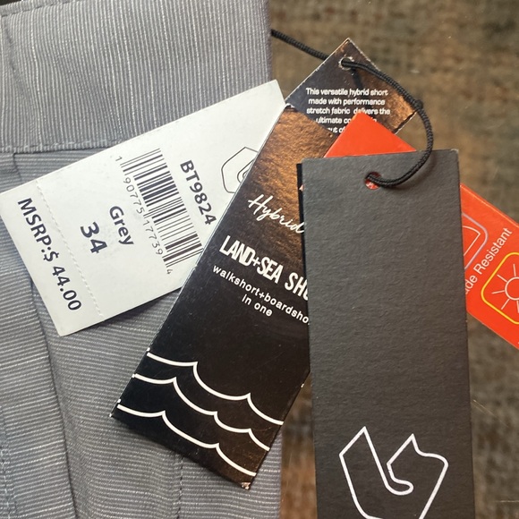 NWT Burnside 360 Hybrid Land & Sea Mens Shorts 34 Stretch quick dry, Grey NWT - Picture 8 of 14